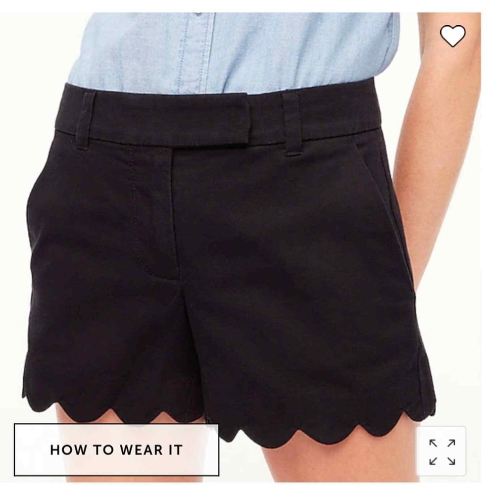 J.Crew Black Linen Scalloped Shorts
